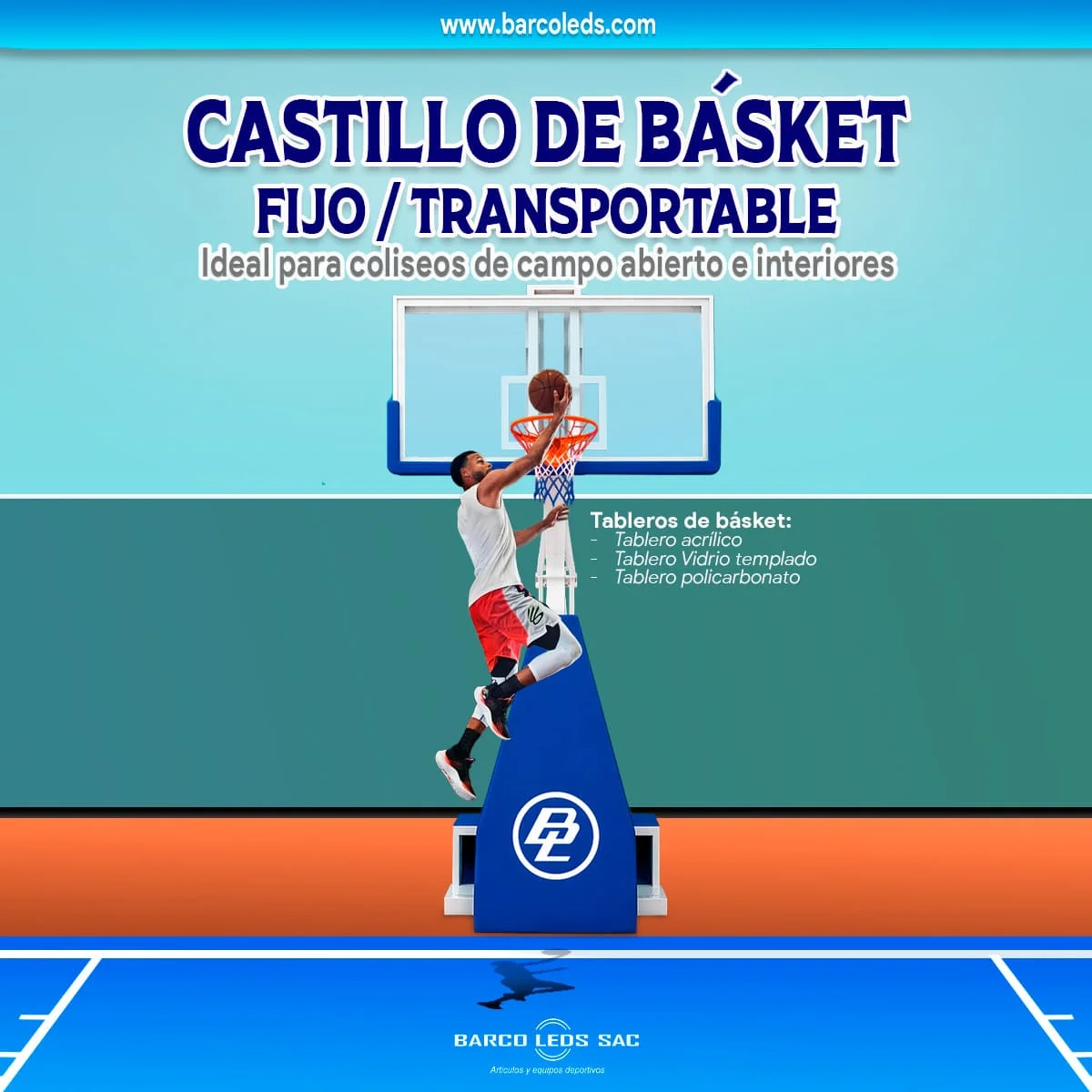 Castillo de Basket Transportable Fijo Profesional - Imagen 2