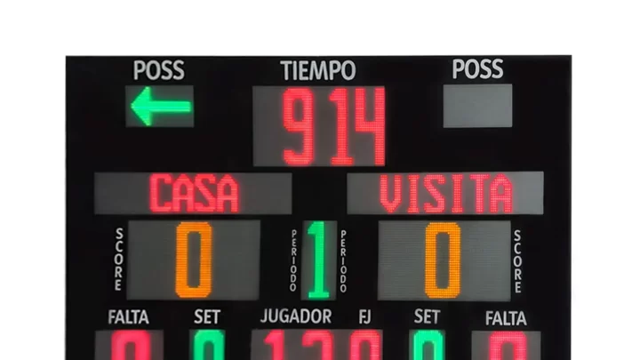 Marcadores electrónicos deportivos de 4.0x2.0 metros, que muestra tiempo, puntuación, set y señales deportivas