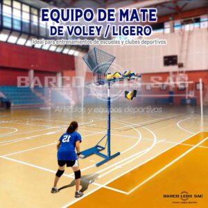 Equipo de mate y remate de vóley para entrenamientos, instalado en una cancha deportiva.