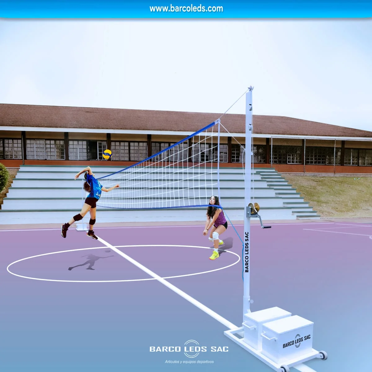 Postes de voley transportables profesionales para instalaciones deportivas
